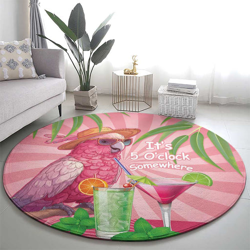 Chilling Pink Cockatoo Australia Round Carpet It's 5 O’Clock Somewhere Cocktail - Aussie Hoodie