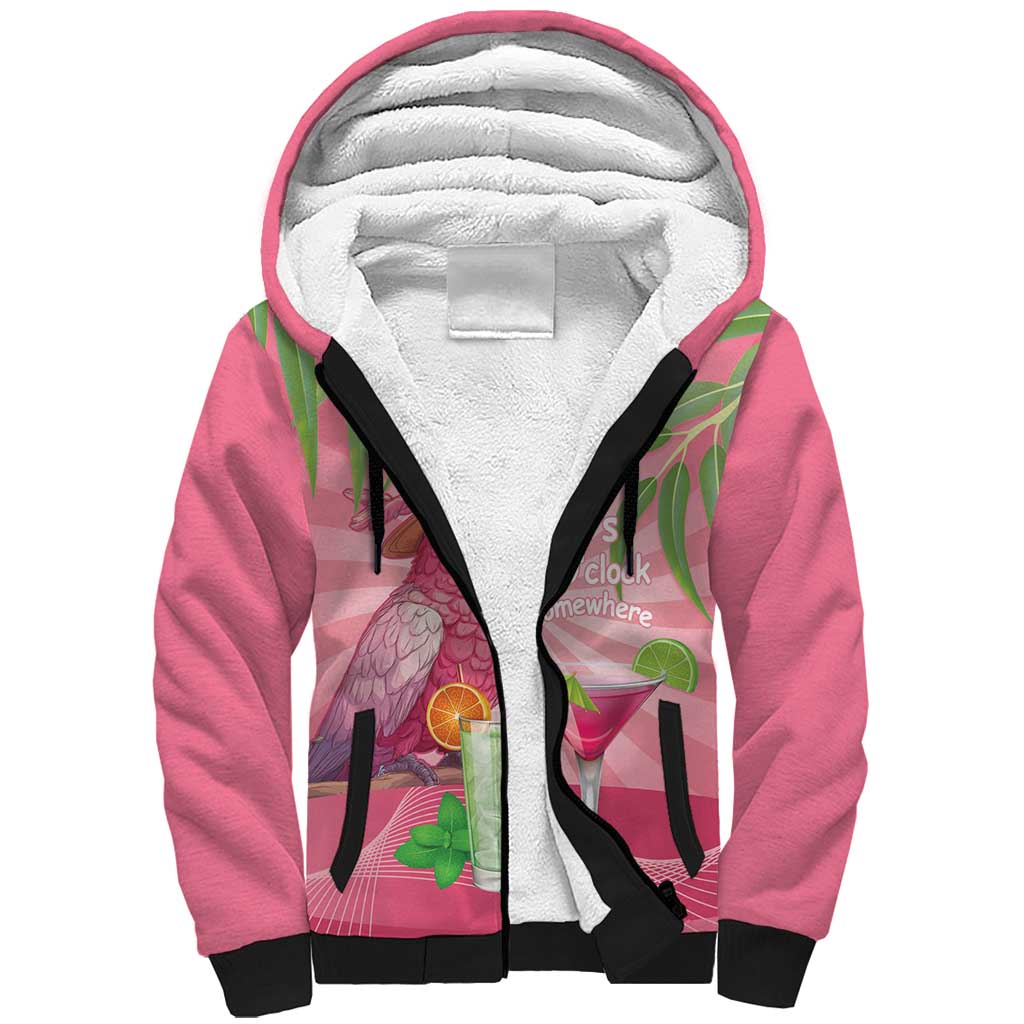 Chilling Pink Cockatoo Australia Sherpa Hoodie It's 5 O’Clock Somewhere Cocktail - Aussie Hoodie