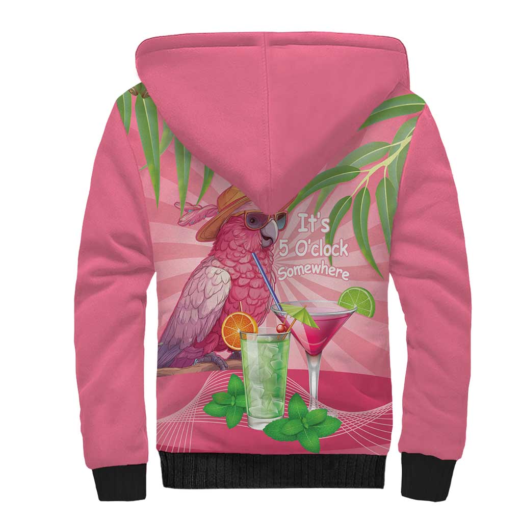 Chilling Pink Cockatoo Australia Sherpa Hoodie It's 5 O’Clock Somewhere Cocktail - Aussie Hoodie