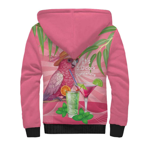Chilling Pink Cockatoo Australia Sherpa Hoodie It's 5 O’Clock Somewhere Cocktail - Aussie Hoodie