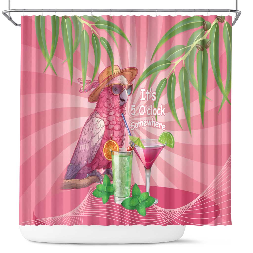 Chilling Pink Cockatoo Australia Shower Curtain It's 5 O’Clock Somewhere Cocktail - Aussie Hoodie