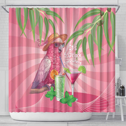 Chilling Pink Cockatoo Australia Shower Curtain It's 5 O’Clock Somewhere Cocktail - Aussie Hoodie