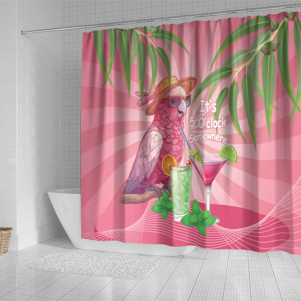 Chilling Pink Cockatoo Australia Shower Curtain It's 5 O’Clock Somewhere Cocktail - Aussie Hoodie