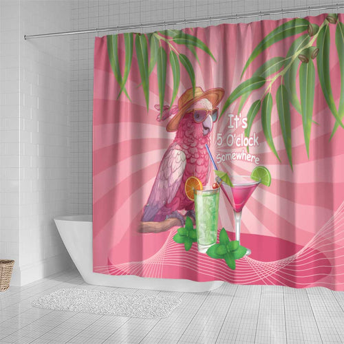 Chilling Pink Cockatoo Australia Shower Curtain It's 5 O’Clock Somewhere Cocktail - Aussie Hoodie