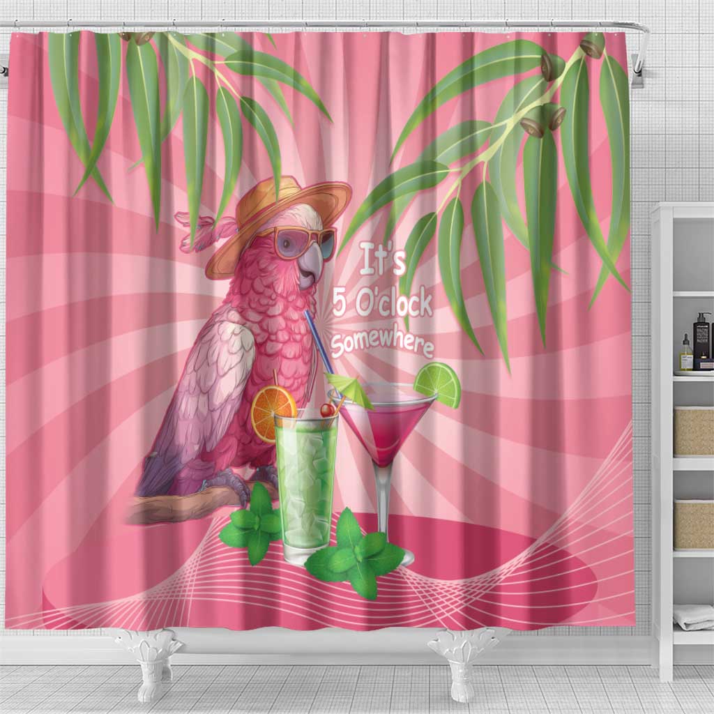Chilling Pink Cockatoo Australia Shower Curtain It's 5 O’Clock Somewhere Cocktail - Aussie Hoodie