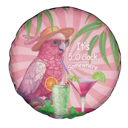 Chilling Pink Cockatoo Australia Spare Tire Cover It's 5 O’Clock Somewhere Cocktail - Aussie Hoodie