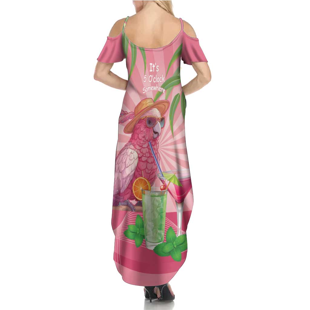 Chilling Pink Cockatoo Australia Summer Maxi Dress It's 5 O’Clock Somewhere Cocktail - Aussie Hoodie