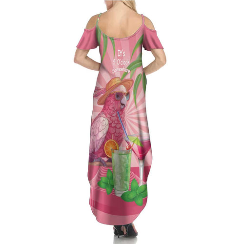 Chilling Pink Cockatoo Australia Summer Maxi Dress It's 5 O’Clock Somewhere Cocktail - Aussie Hoodie
