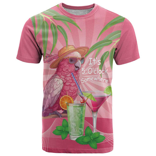 Chilling Pink Cockatoo Australia T Shirt It's 5 O’Clock Somewhere Cocktail - Aussie Hoodie