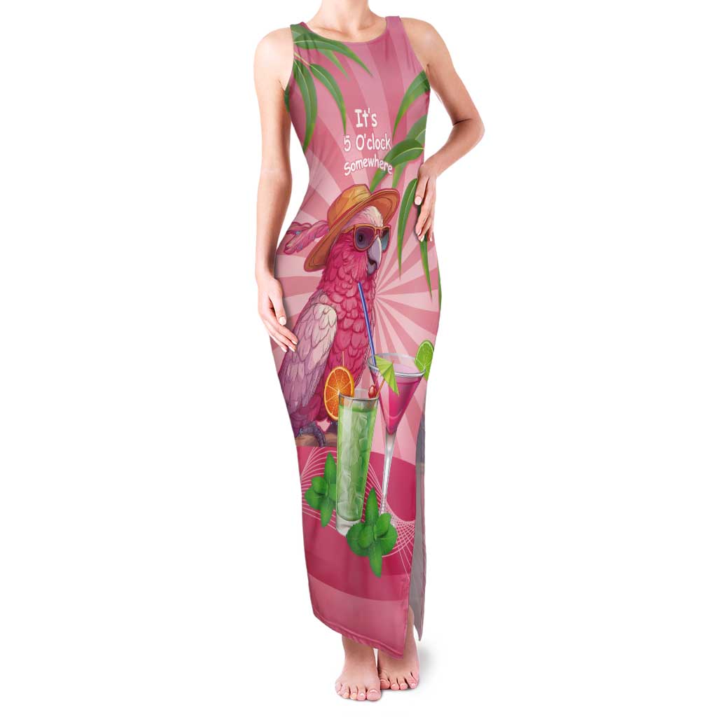 Chilling Pink Cockatoo Australia Tank Maxi Dress It's 5 O’Clock Somewhere Cocktail - Aussie Hoodie