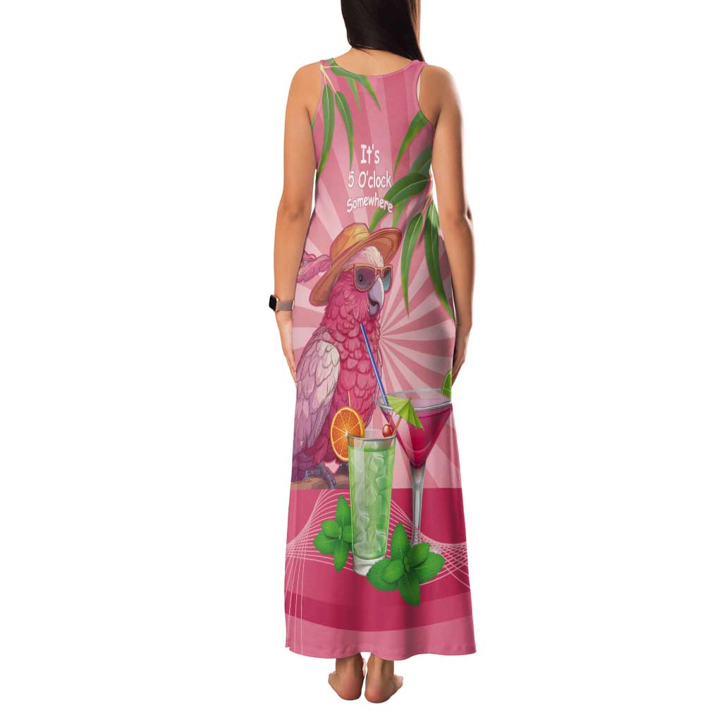 Chilling Pink Cockatoo Australia Tank Maxi Dress It's 5 O’Clock Somewhere Cocktail - Aussie Hoodie