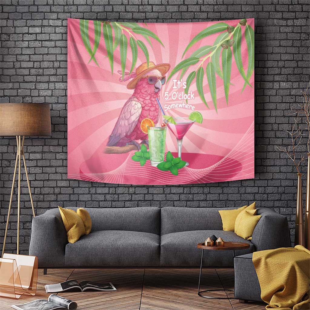 Chilling Pink Cockatoo Australia Tapestry It's 5 O’Clock Somewhere Cocktail - Aussie Hoodie