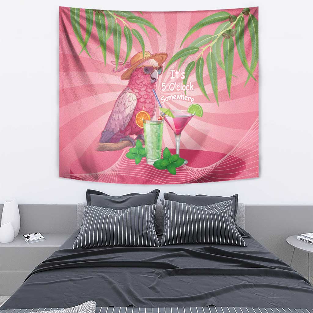Chilling Pink Cockatoo Australia Tapestry It's 5 O’Clock Somewhere Cocktail - Aussie Hoodie