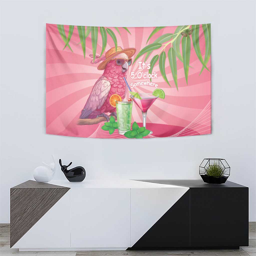Chilling Pink Cockatoo Australia Tapestry It's 5 O’Clock Somewhere Cocktail - Aussie Hoodie