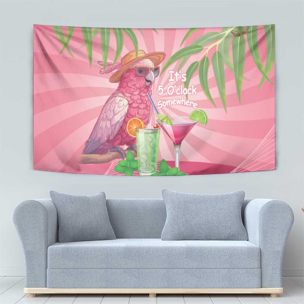 Chilling Pink Cockatoo Australia Tapestry It's 5 O’Clock Somewhere Cocktail - Aussie Hoodie