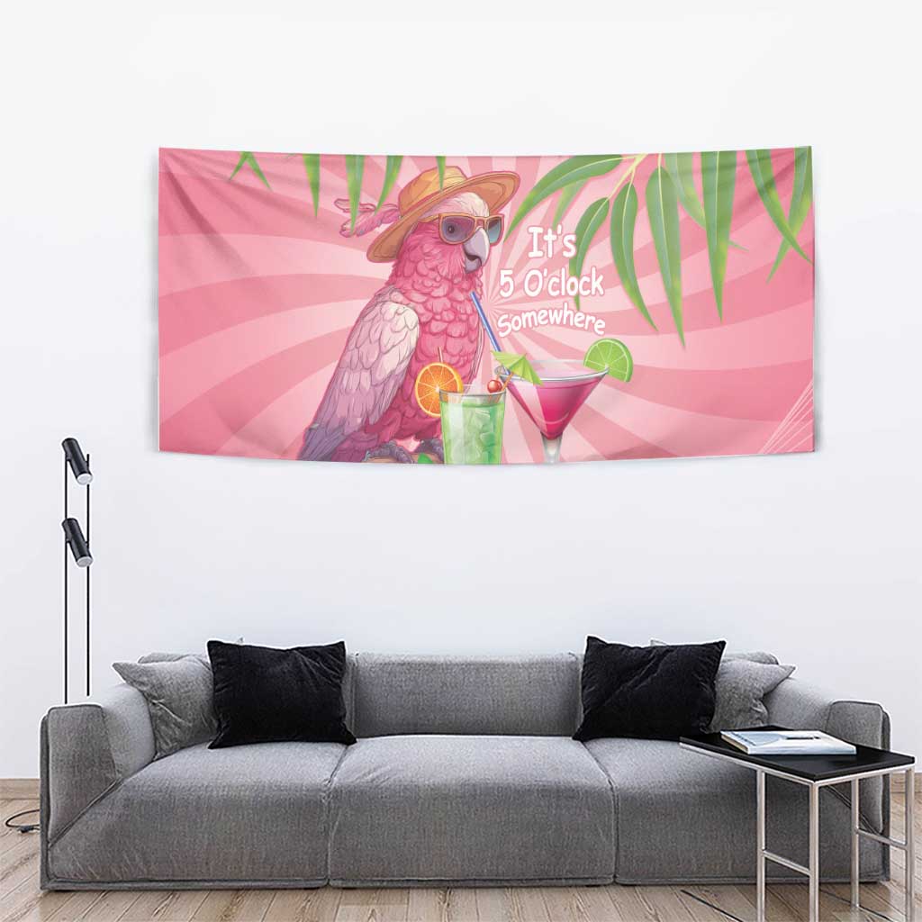 Chilling Pink Cockatoo Australia Tapestry It's 5 O’Clock Somewhere Cocktail - Aussie Hoodie