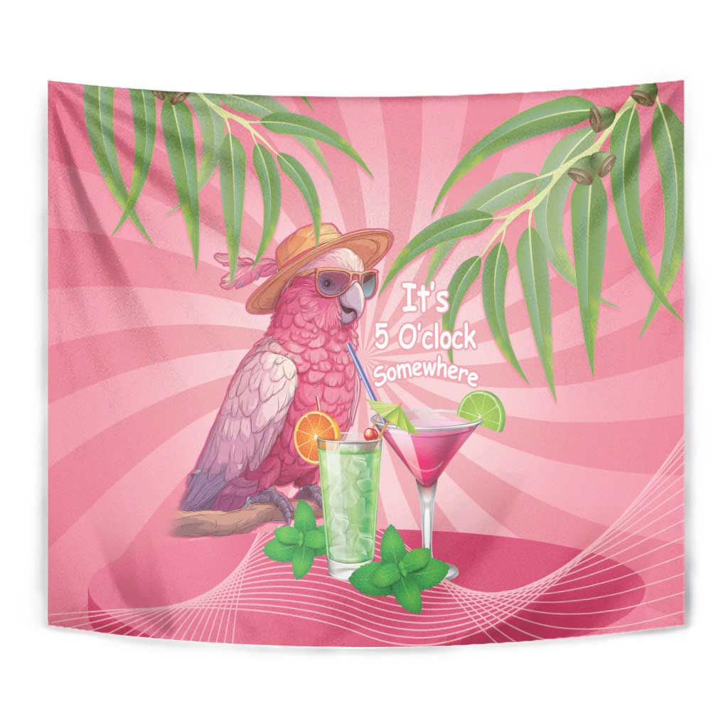 Chilling Pink Cockatoo Australia Tapestry It's 5 O’Clock Somewhere Cocktail - Aussie Hoodie