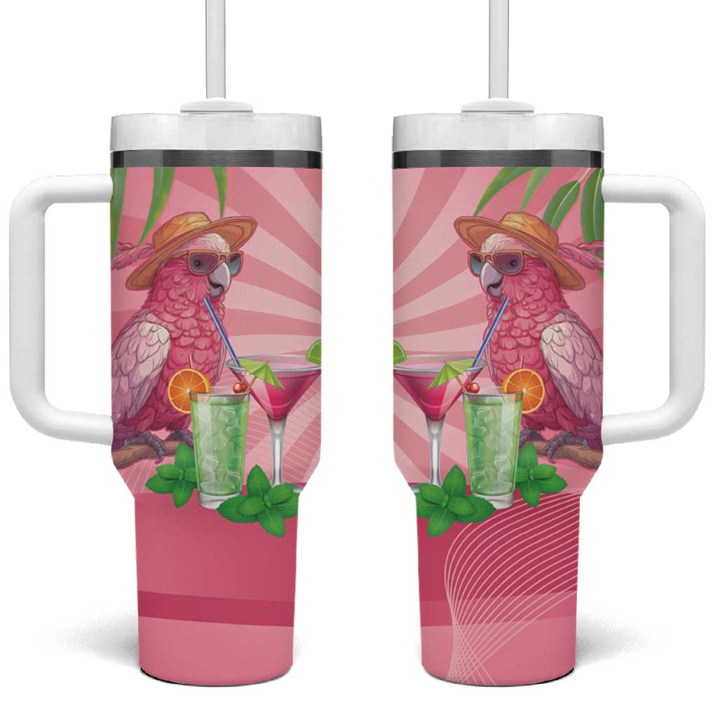 Chilling Pink Cockatoo Australia Tumbler With Handle It's 5 O’Clock Somewhere Cocktail - Aussie Hoodie