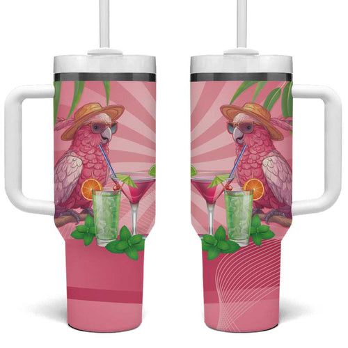 Chilling Pink Cockatoo Australia Tumbler With Handle It's 5 O’Clock Somewhere Cocktail - Aussie Hoodie