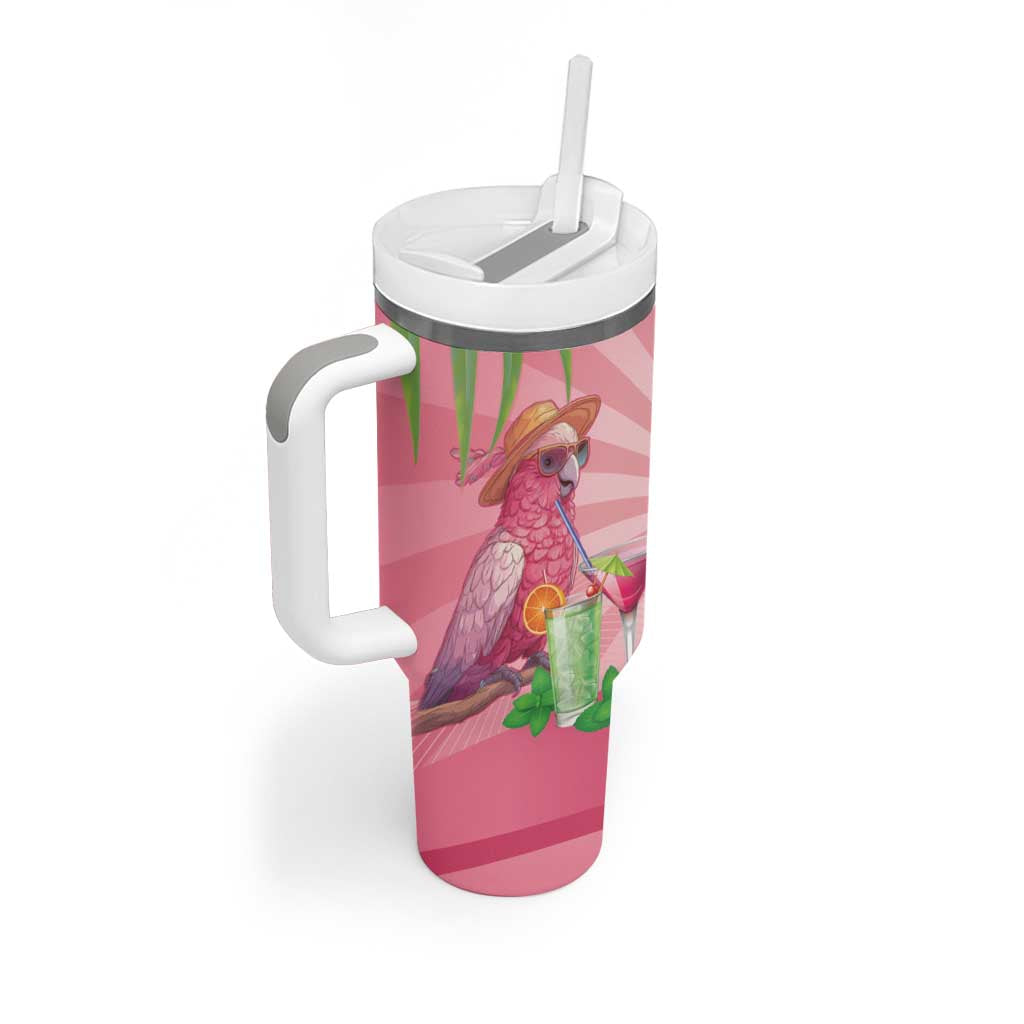 Chilling Pink Cockatoo Australia Tumbler With Handle It's 5 O’Clock Somewhere Cocktail - Aussie Hoodie