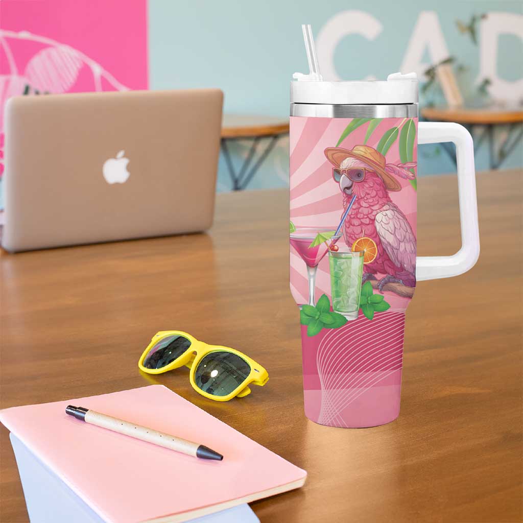 Chilling Pink Cockatoo Australia Tumbler With Handle It's 5 O’Clock Somewhere Cocktail - Aussie Hoodie