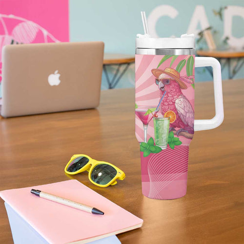 Chilling Pink Cockatoo Australia Tumbler With Handle It's 5 O’Clock Somewhere Cocktail - Aussie Hoodie