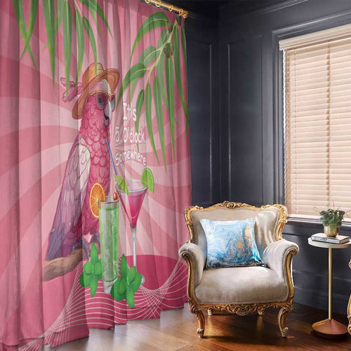 Chilling Pink Cockatoo Australia Window Curtain It's 5 O’Clock Somewhere Cocktail - Aussie Hoodie