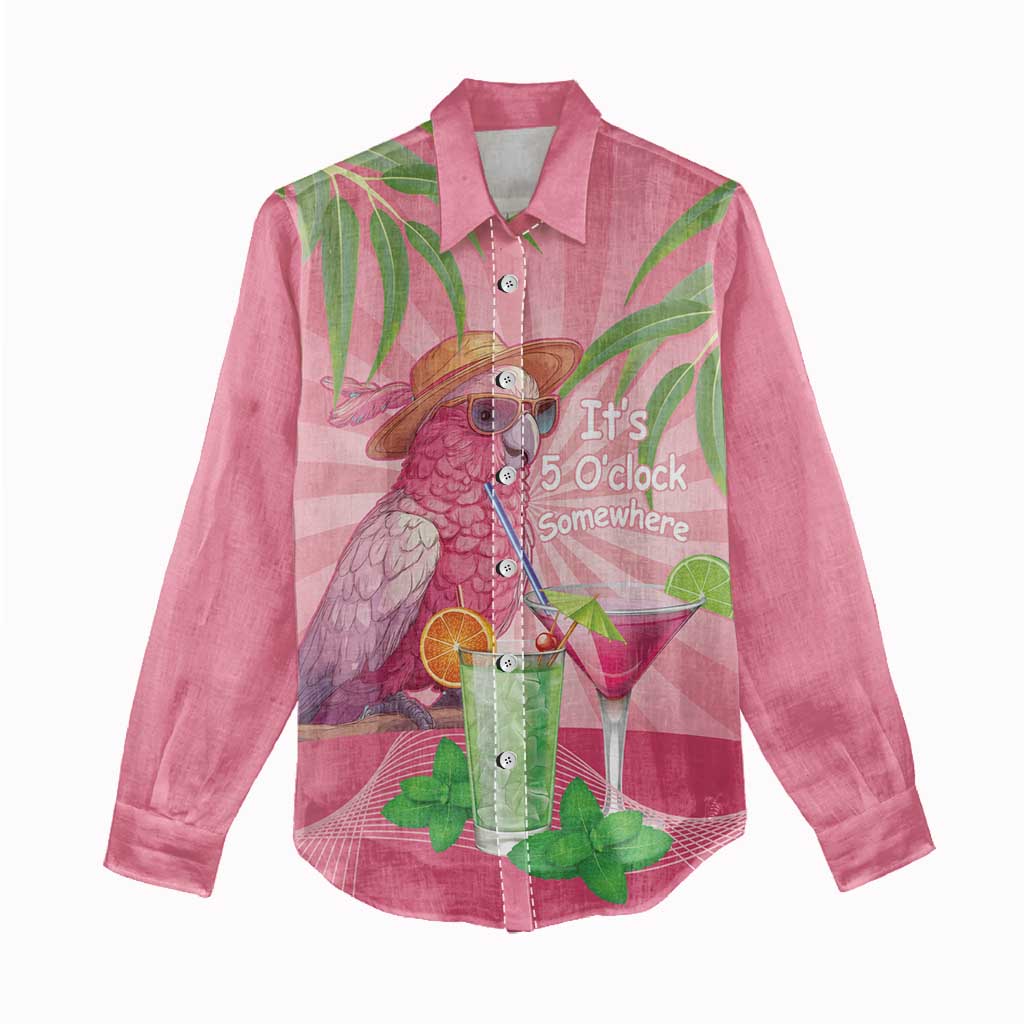 Chilling Pink Cockatoo Australia Women Casual Shirt It's 5 O’Clock Somewhere Cocktail - Aussie Hoodie