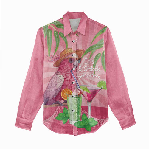 Chilling Pink Cockatoo Australia Women Casual Shirt It's 5 O’Clock Somewhere Cocktail - Aussie Hoodie