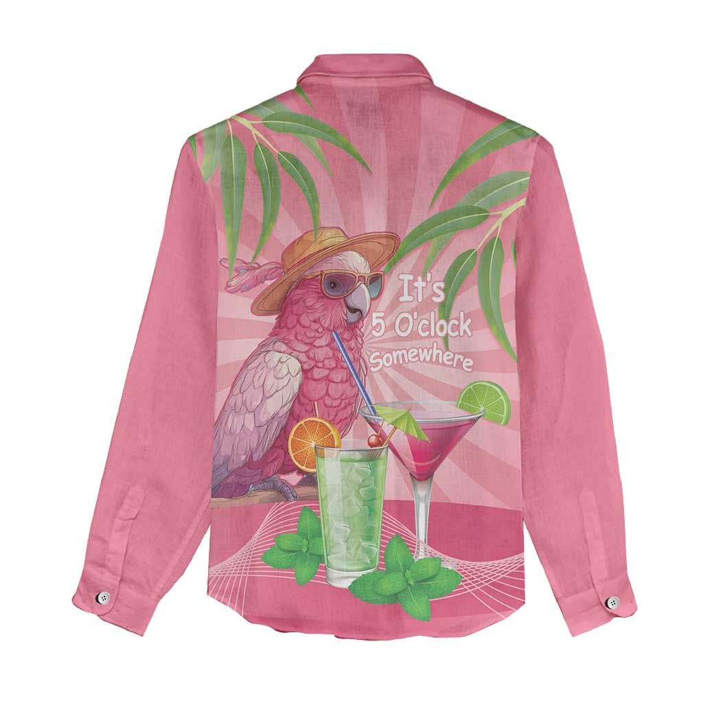 Chilling Pink Cockatoo Australia Women Casual Shirt It's 5 O’Clock Somewhere Cocktail - Aussie Hoodie
