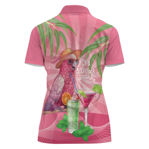 Chilling Pink Cockatoo Australia Women Polo Shirt It's 5 O’Clock Somewhere Cocktail - Aussie Hoodie