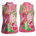 Chilling Pink Cockatoo Australia Women Sleeveless Polo Shirt It's 5 O’Clock Somewhere Cocktail - Aussie Hoodie
