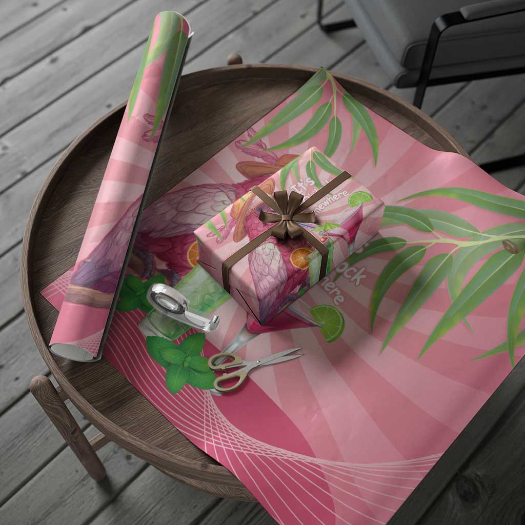Chilling Pink Cockatoo Australia Wrapping Paper It's 5 O’Clock Somewhere Cocktail - Aussie Hoodie
