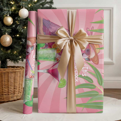 Chilling Pink Cockatoo Australia Wrapping Paper It's 5 O’Clock Somewhere Cocktail - Aussie Hoodie