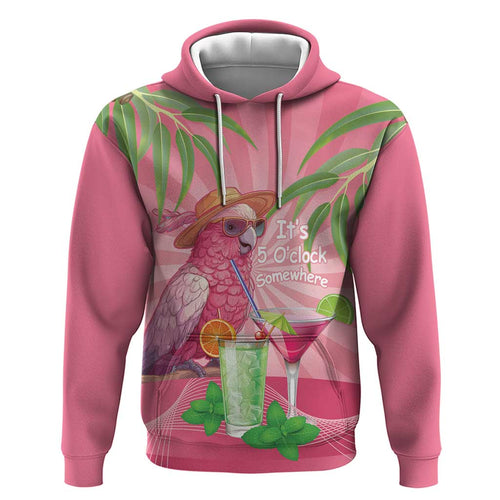 Chilling Pink Cockatoo Australia Zip Hoodie It's 5 O’Clock Somewhere Cocktail - Aussie Hoodie