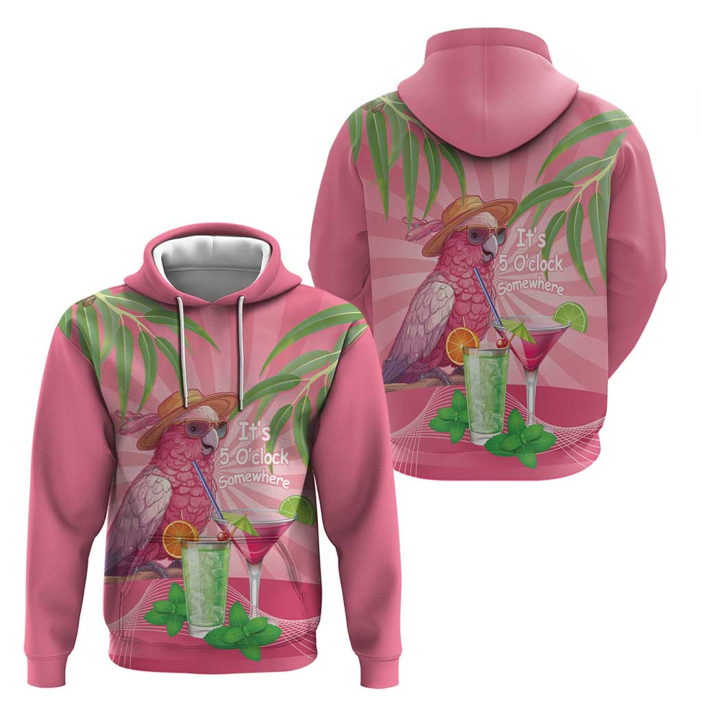 Chilling Pink Cockatoo Australia Zip Hoodie It's 5 O’Clock Somewhere Cocktail - Aussie Hoodie