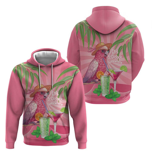 Chilling Pink Cockatoo Australia Zip Hoodie It's 5 O’Clock Somewhere Cocktail - Aussie Hoodie