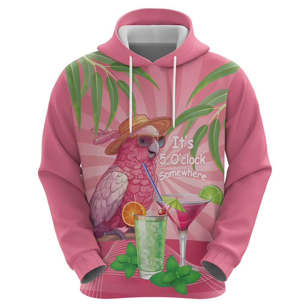 Chilling Pink Cockatoo Australia Zip Hoodie It's 5 O’Clock Somewhere Cocktail - Aussie Hoodie