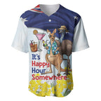 Chilling Kangaroo and Emu Australia Baseball Jersey It's Happy Hour Somewhere - Aussie Hoodie
