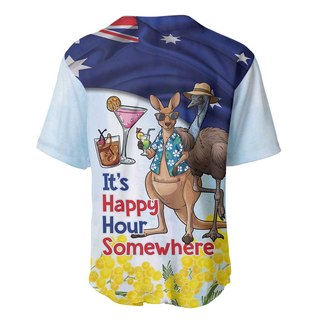 Chilling Kangaroo and Emu Australia Baseball Jersey It's Happy Hour Somewhere - Aussie Hoodie