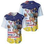 Chilling Kangaroo and Emu Australia Baseball Jersey It's Happy Hour Somewhere - Aussie Hoodie