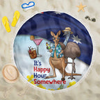 Chilling Kangaroo and Emu Australia Beach Blanket It's Happy Hour Somewhere - Aussie Hoodie