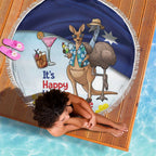 Chilling Kangaroo and Emu Australia Beach Blanket It's Happy Hour Somewhere - Aussie Hoodie