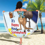 Chilling Kangaroo and Emu Australia Beach Blanket It's Happy Hour Somewhere - Aussie Hoodie