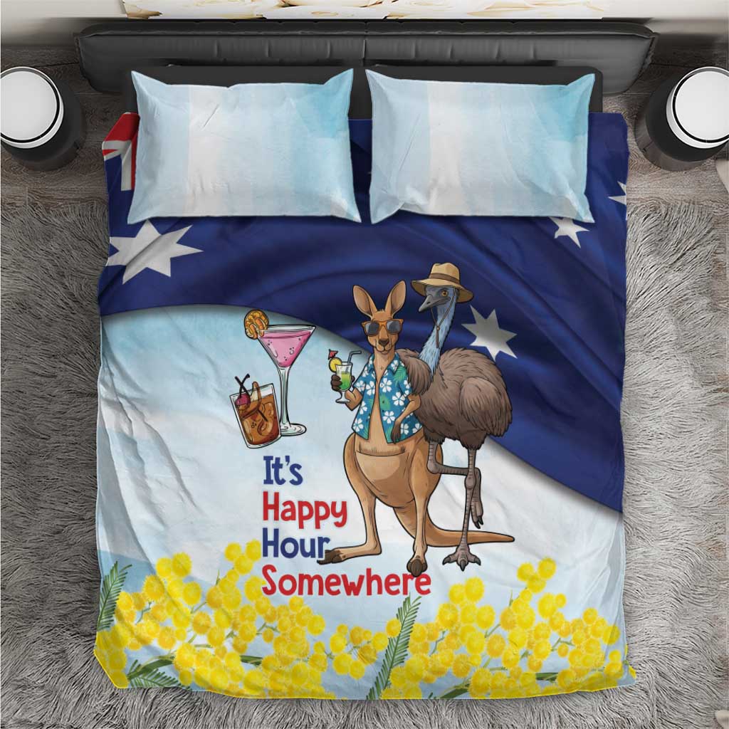 Chilling Kangaroo and Emu Australia Bedding Set It's Happy Hour Somewhere - Aussie Hoodie