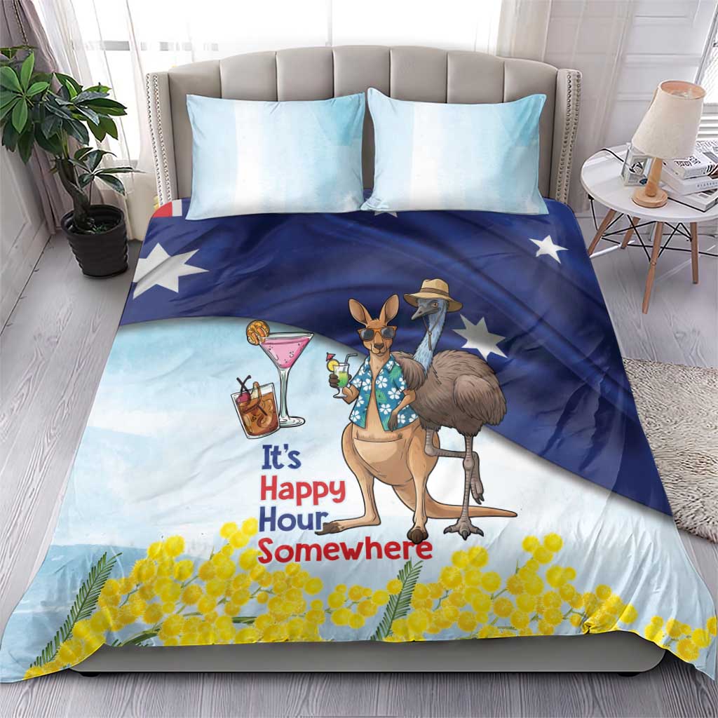 Chilling Kangaroo and Emu Australia Bedding Set It's Happy Hour Somewhere - Aussie Hoodie