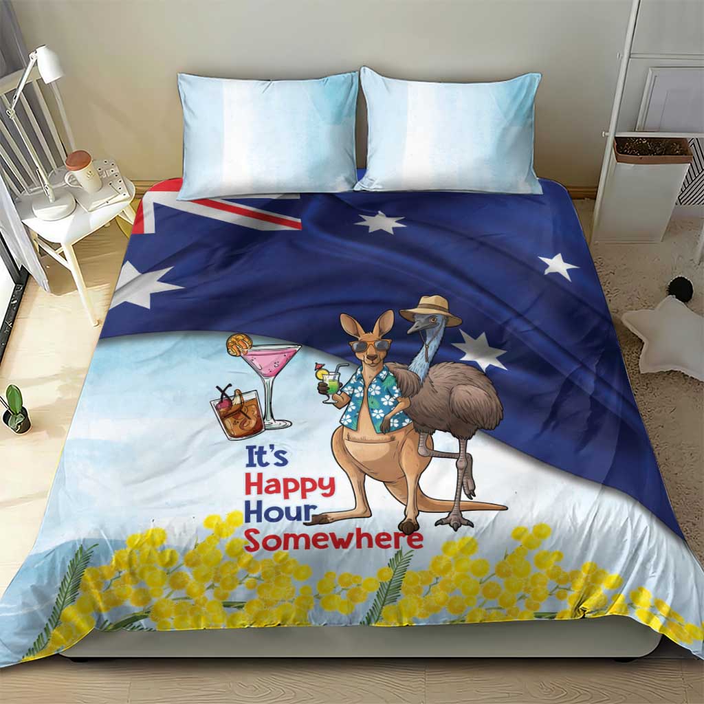 Chilling Kangaroo and Emu Australia Bedding Set It's Happy Hour Somewhere - Aussie Hoodie