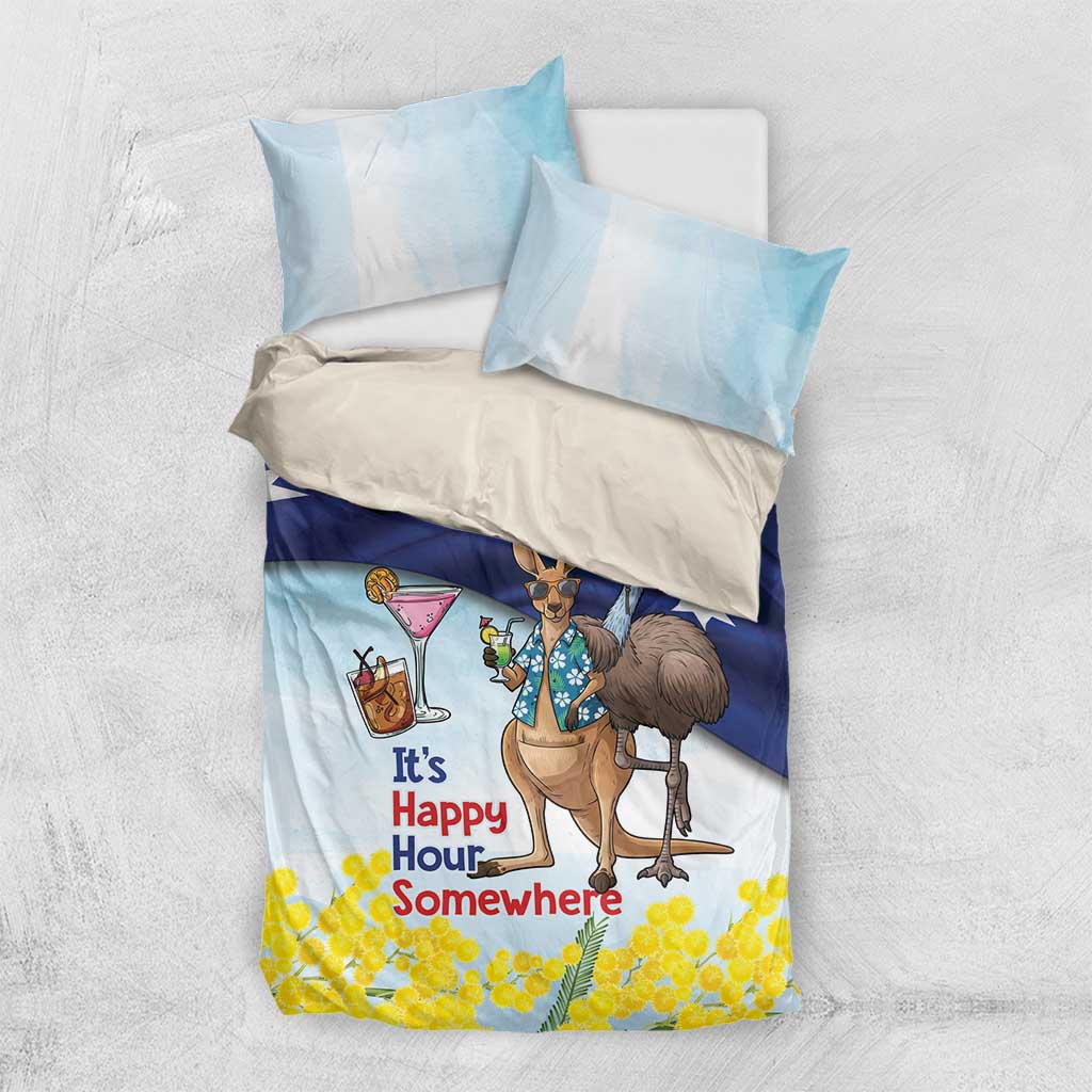 Chilling Kangaroo and Emu Australia Bedding Set It's Happy Hour Somewhere - Aussie Hoodie