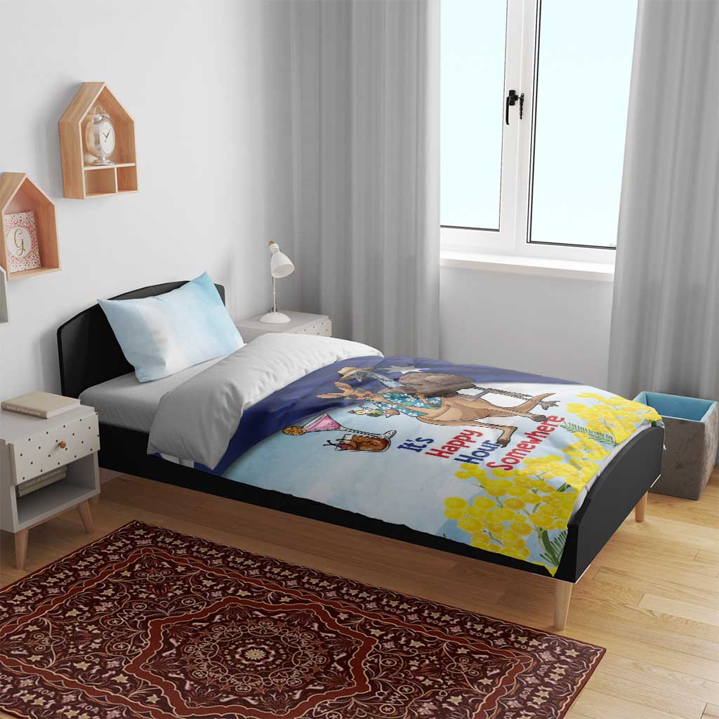 Chilling Kangaroo and Emu Australia Bedding Set It's Happy Hour Somewhere - Aussie Hoodie