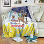 Chilling Kangaroo and Emu Australia Blanket It's Happy Hour Somewhere - Aussie Hoodie
